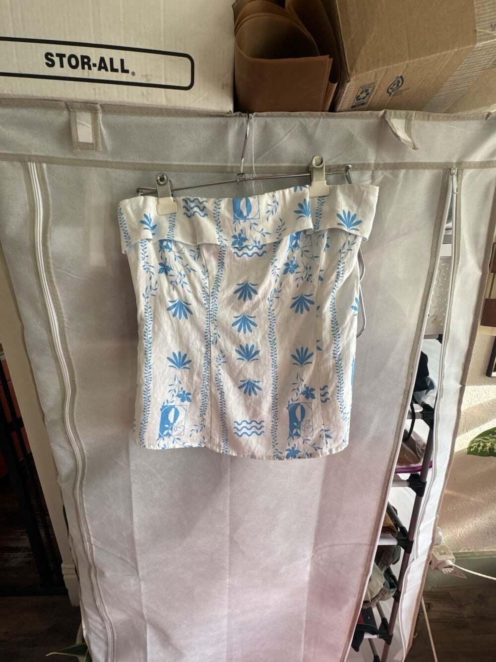 Size S Wild Fable Blue and White Floral Print Tube Top